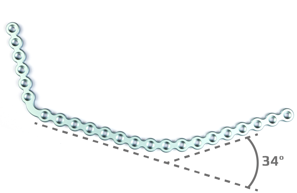 CMF 2.0/2.3 34 degree Hemi Mandibular Plate